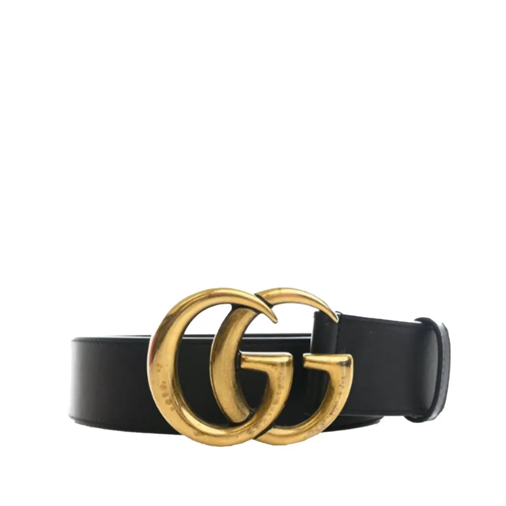 Gucci GG Marmont Calfskin Wide Belt Black Leather Very good - Front View
