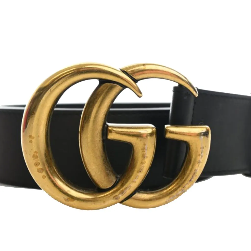 Gucci GG Marmont Calfskin Wide Belt Black Leather Very good - Box View