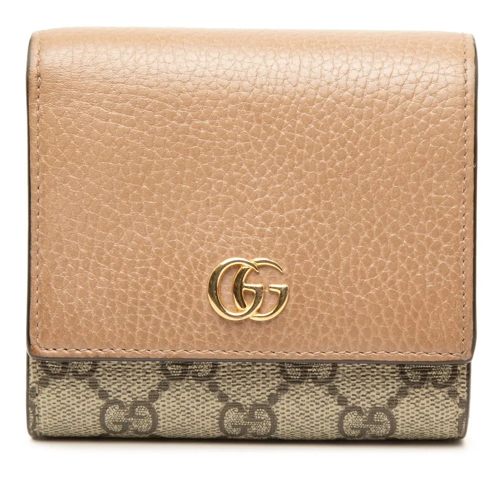 Gucci Bicolor GG Marmont Calfskin and GG Supreme Bifold Wallet