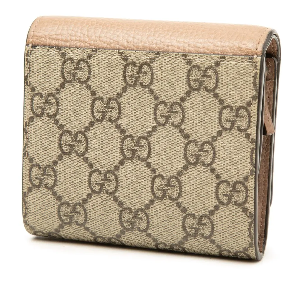Gucci Bicolor GG Marmont Calfskin and GG Supreme Bifold Wallet Beige Leather Very good - Back View