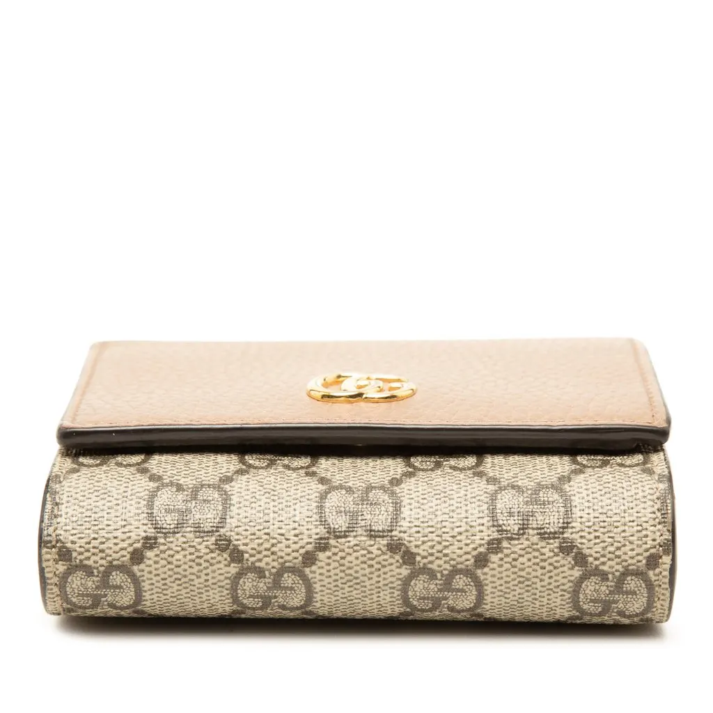 Gucci Bicolor GG Marmont Calfskin and GG Supreme Bifold Wallet Beige Leather Very good - Inside View
