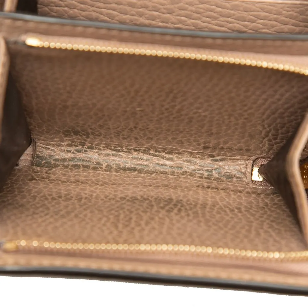 Gucci Bicolor GG Marmont Calfskin and GG Supreme Bifold Wallet Beige Leather Very good - Model View
