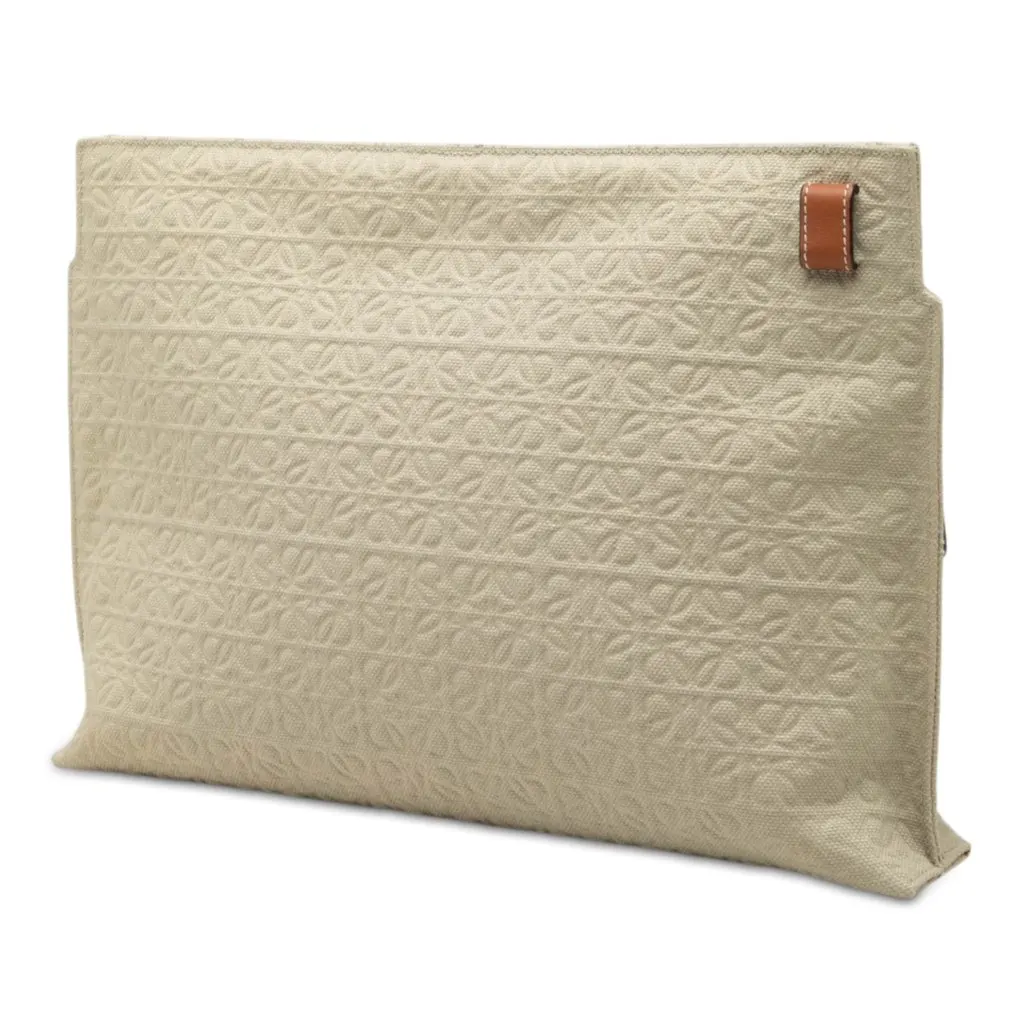 Loewe Anagram Canvas Repeat T Clutch Beige Very good - Back View