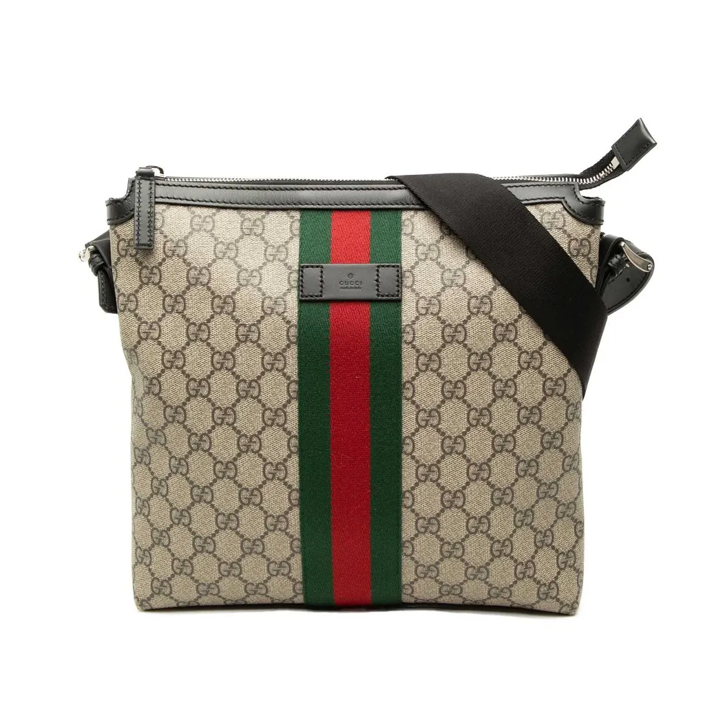 Gucci GG Supreme Web Crossbody Beige Very good - Front View