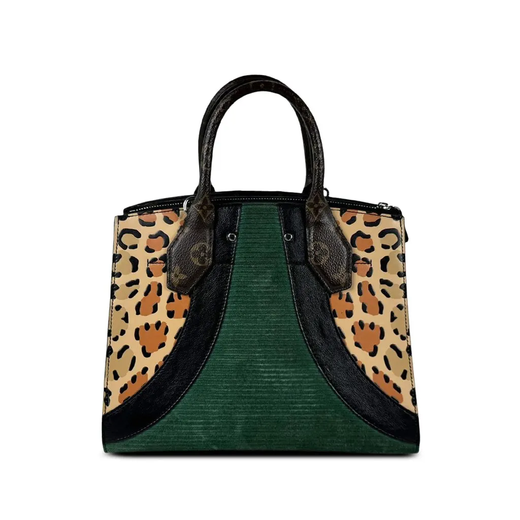 Louis Vuitton Monogram Leopard Print Calfskin Corduroy City Steamer PM Green Leather Good - Back View