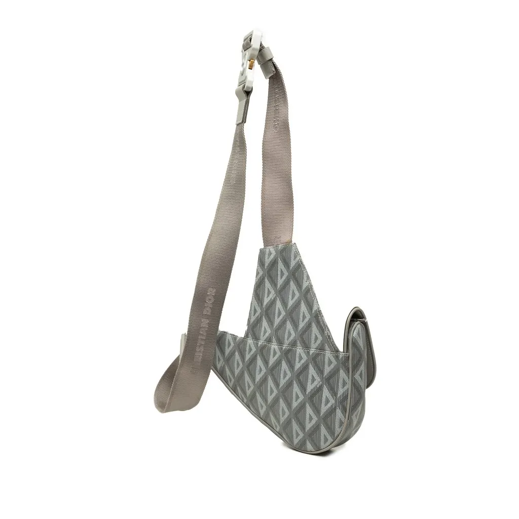 Dior CD Diamond Canvas and Calfskin Saddle Bag MultiColor Canvas Very good - Back View