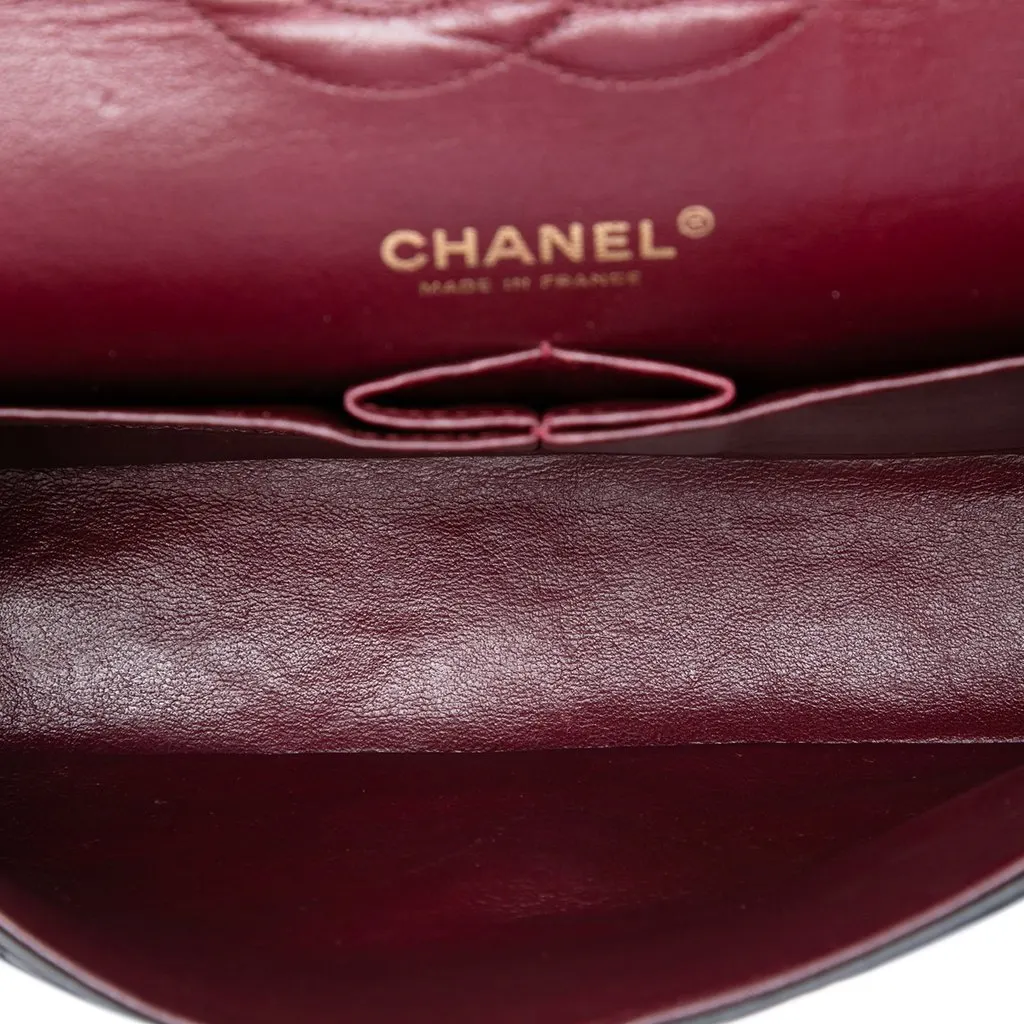 Chanel Medium Classic Lambskin Double Flap Black Leather Very good - Model View