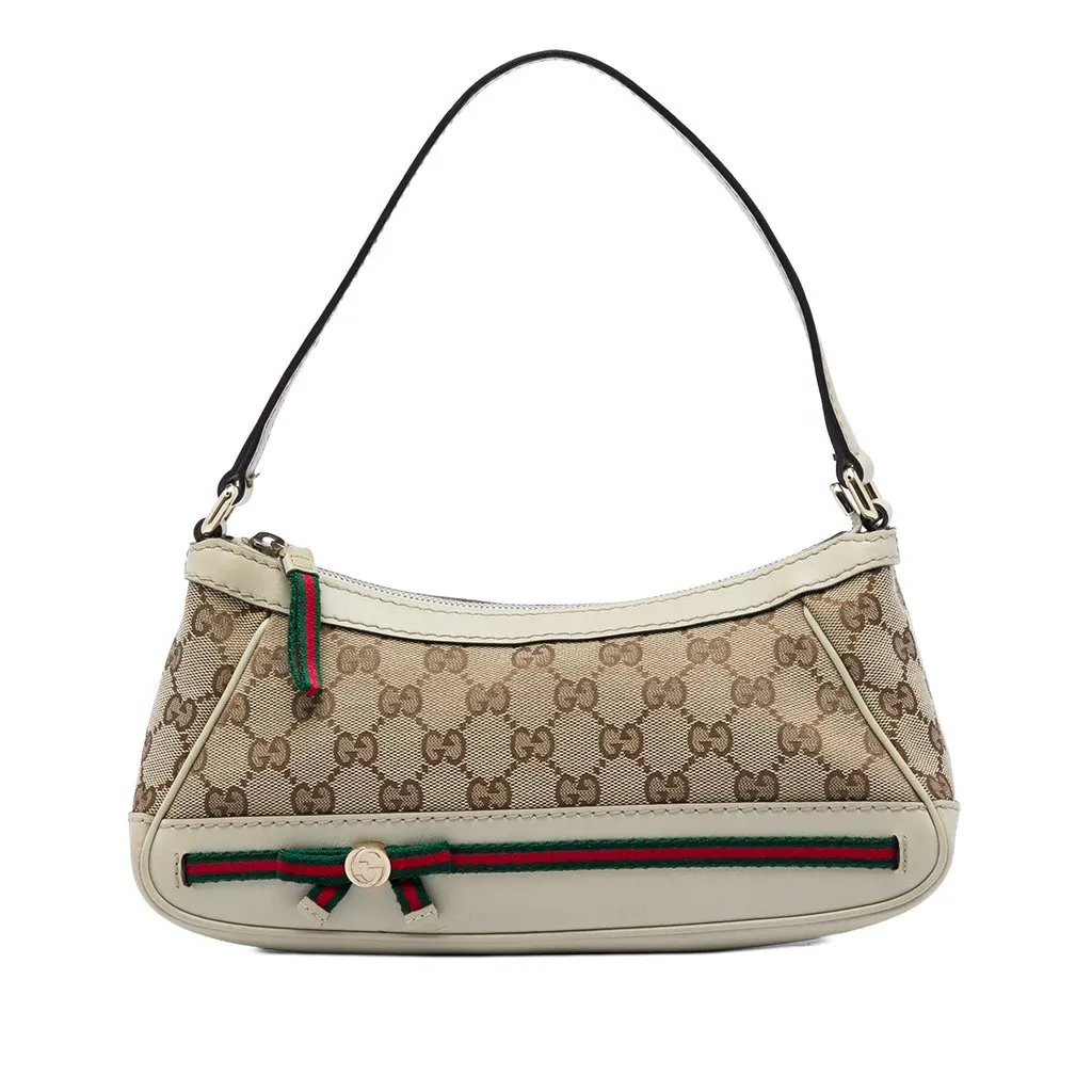 Gucci GG Canvas Web Mayfair Shoulder Bag Beige Very good - Front View