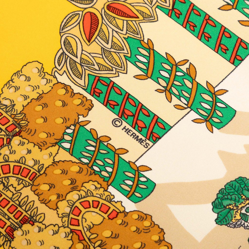 Hermès Le Paradis du Roy Silk Scarf 90 Yellow | Pre-Owned Du