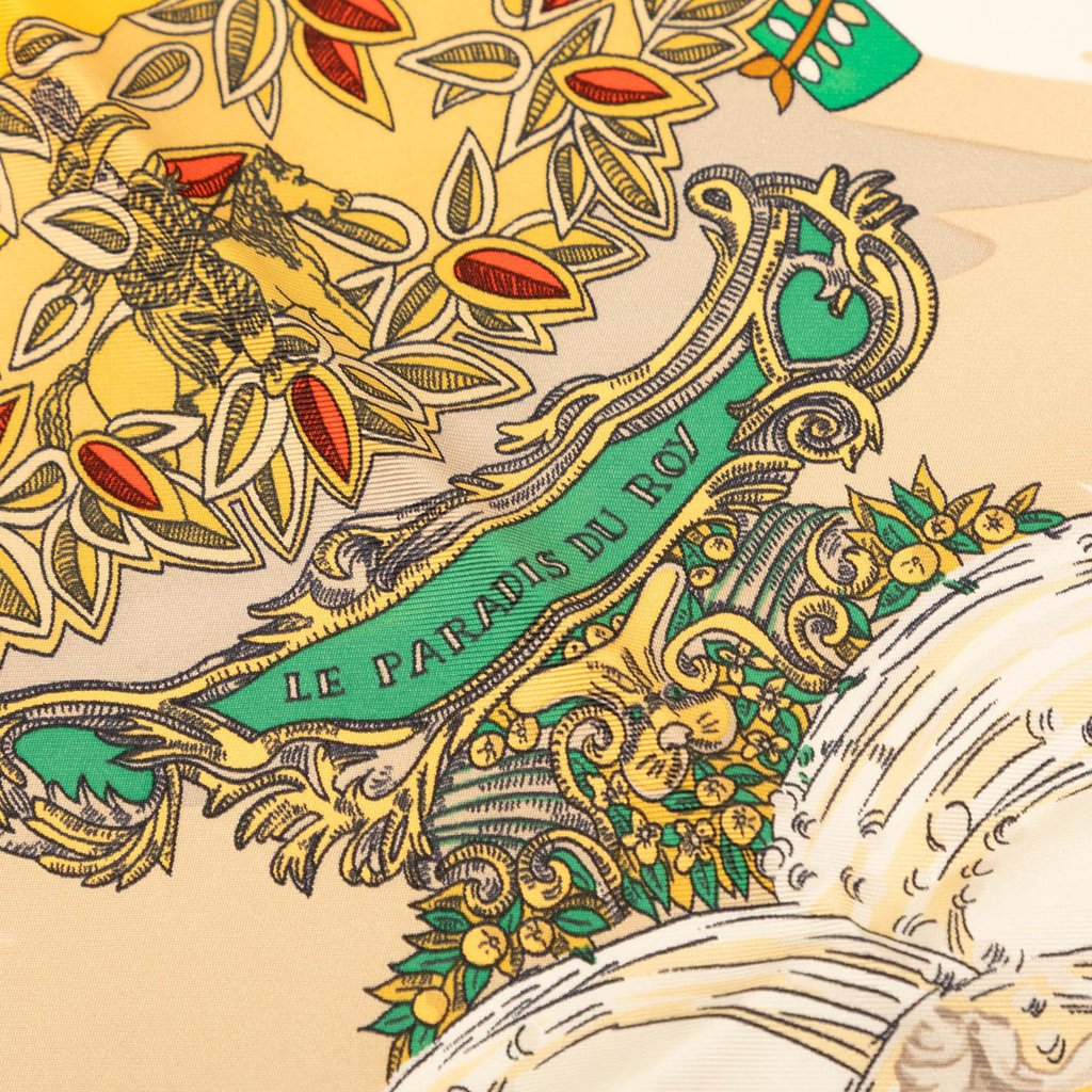 Hermès Le Paradis du Roy Silk Scarf 90 Yellow | Pre-Owned Du