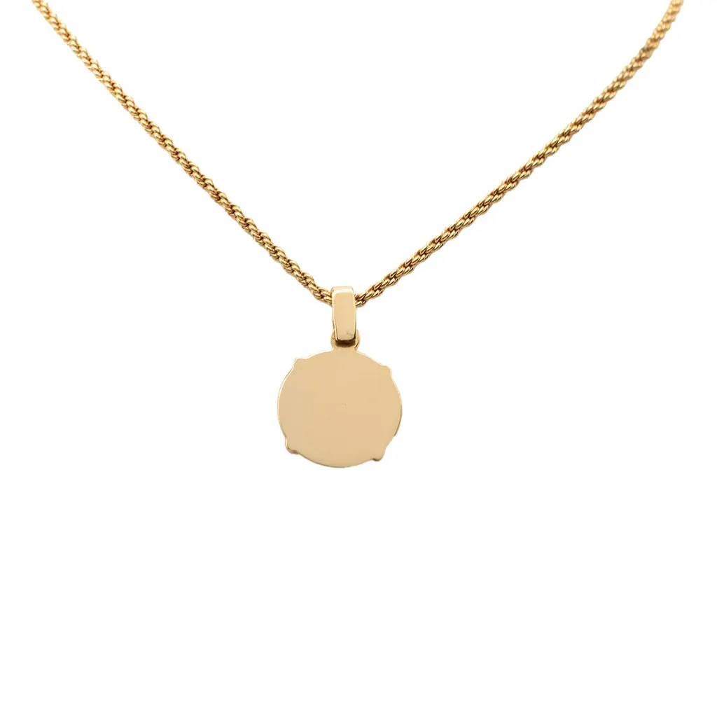 Dior Gold Plated Enamel Logo Round Pendant Necklace Gold Metal Very good - Inside View