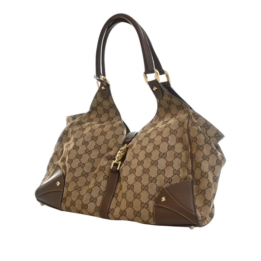 Gucci GG Canvas Nailhead Jackie Bardot Shoulder Bag Beige Very good - Inside View