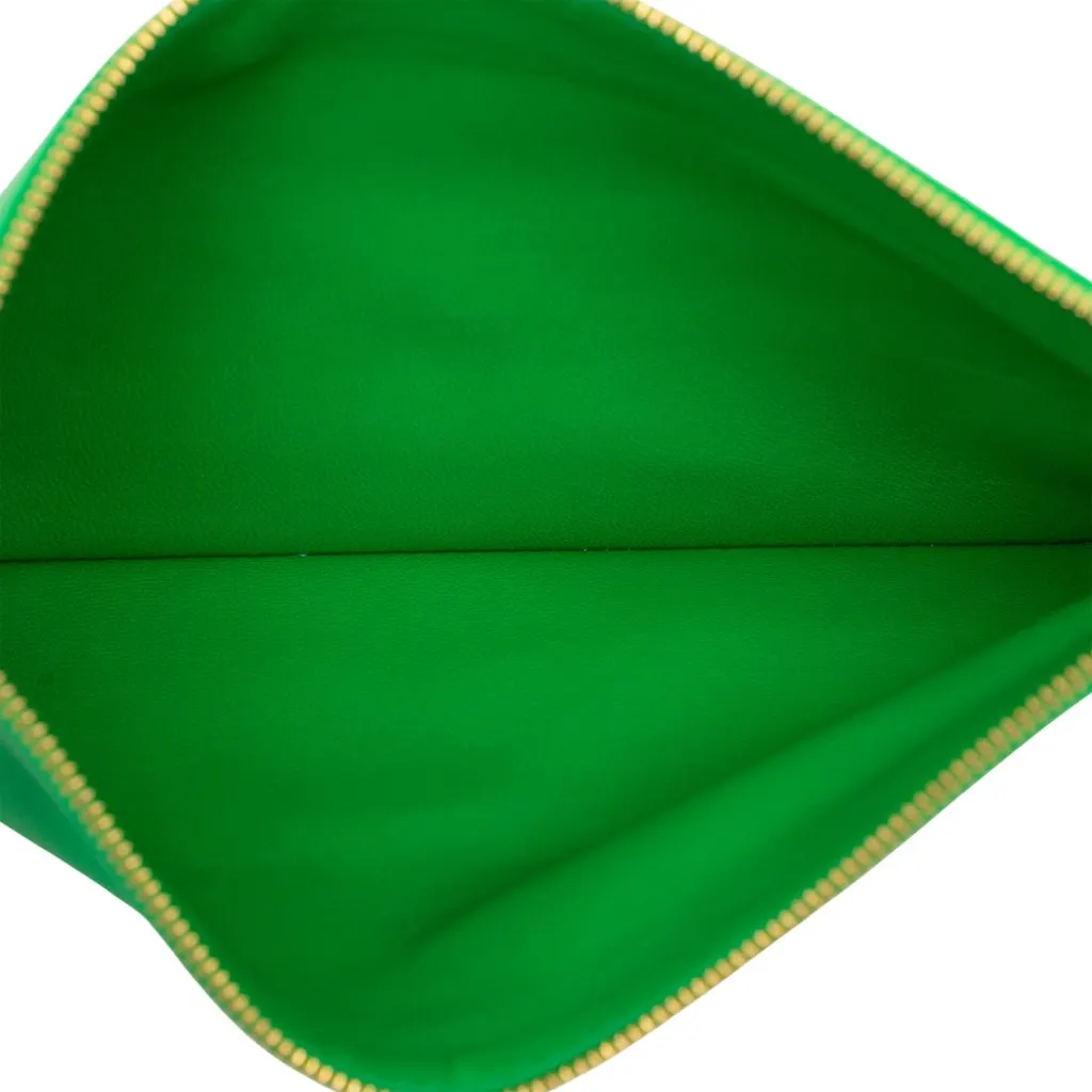 Bottega Veneta Leather Zipped Pocket Pouch Green Leather Very good - Model View