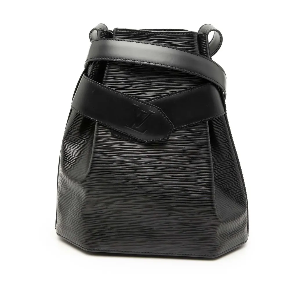 Louis Vuitton Epi Sac D Epaule PM Black Leather Good - Front View