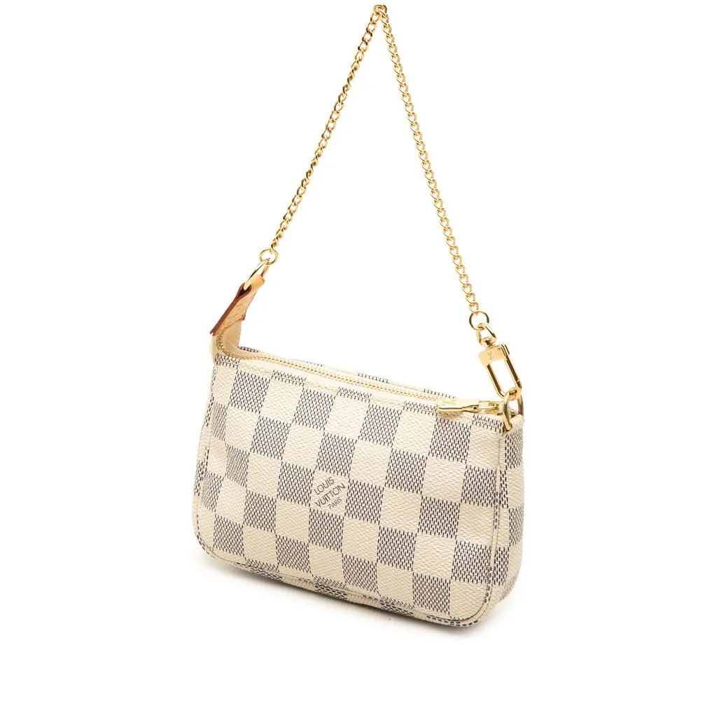 Louis Vuitton Damier Azur Mini Pochette Accessoires White Canvas Very good - Back View