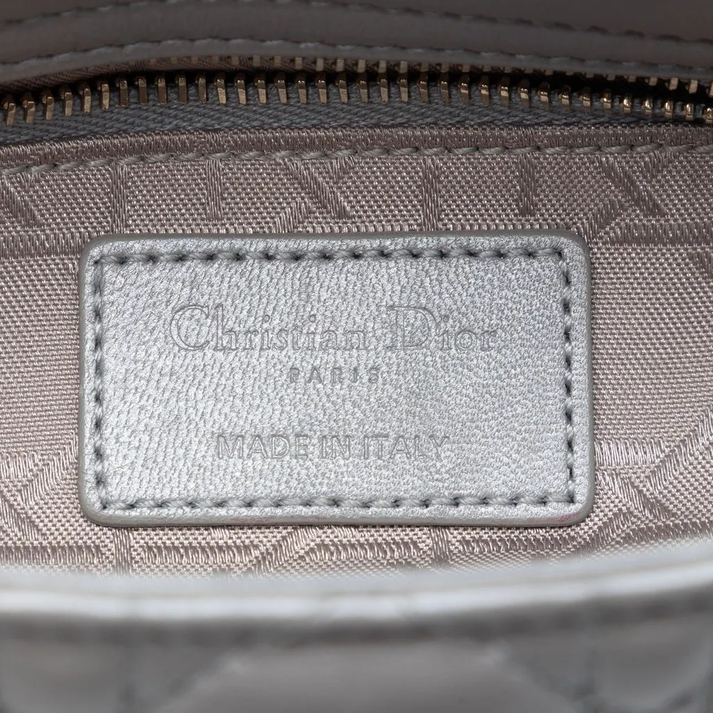 Dior Mini Metallic Lambskin Cannage Lady Dior Grey Leather Very good - Box View