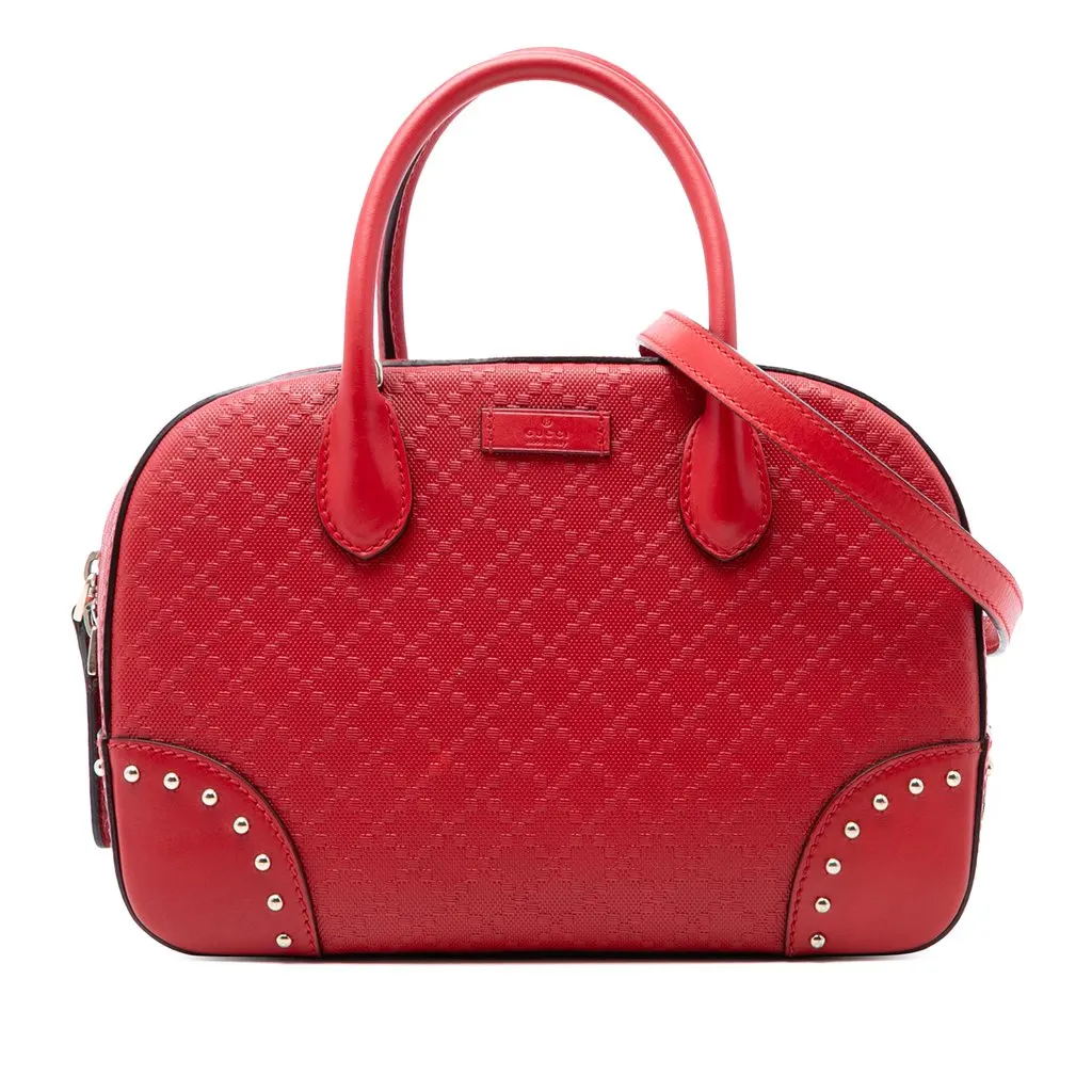 Gucci Diamante Bright Leather Satchel Red Leather Very good - Front View