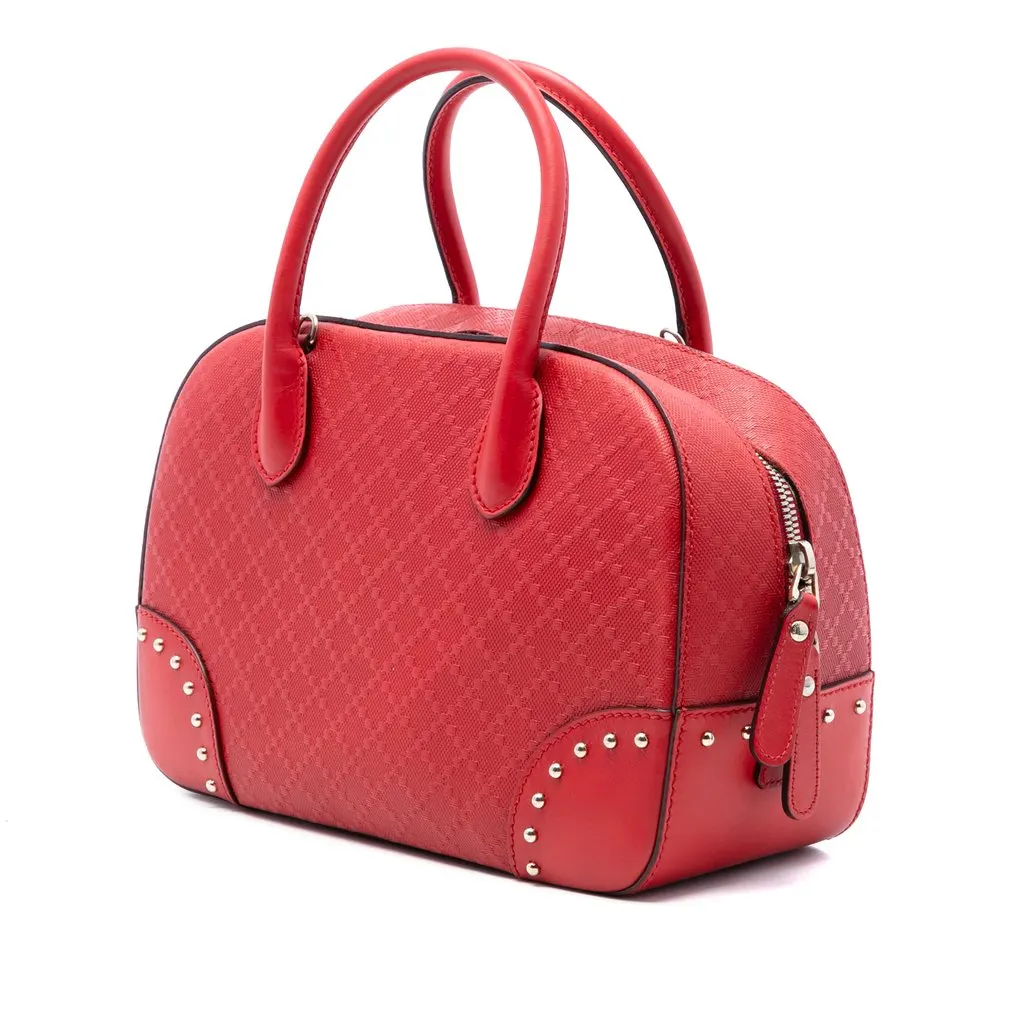 Gucci Diamante Bright Leather Satchel Red Leather Very good - Back View
