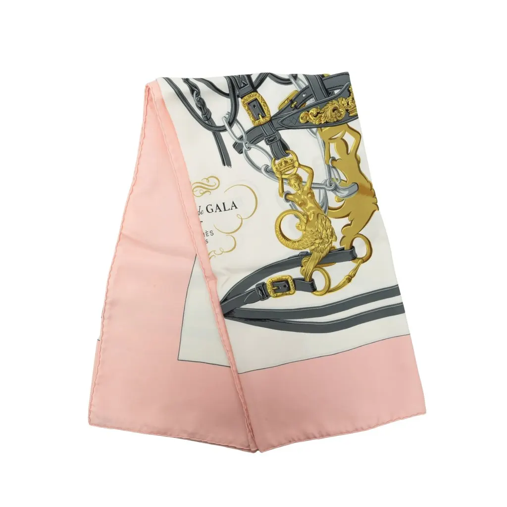 Hermès Brides de Gala Silk Scarf 90 White Silk Good - Front View