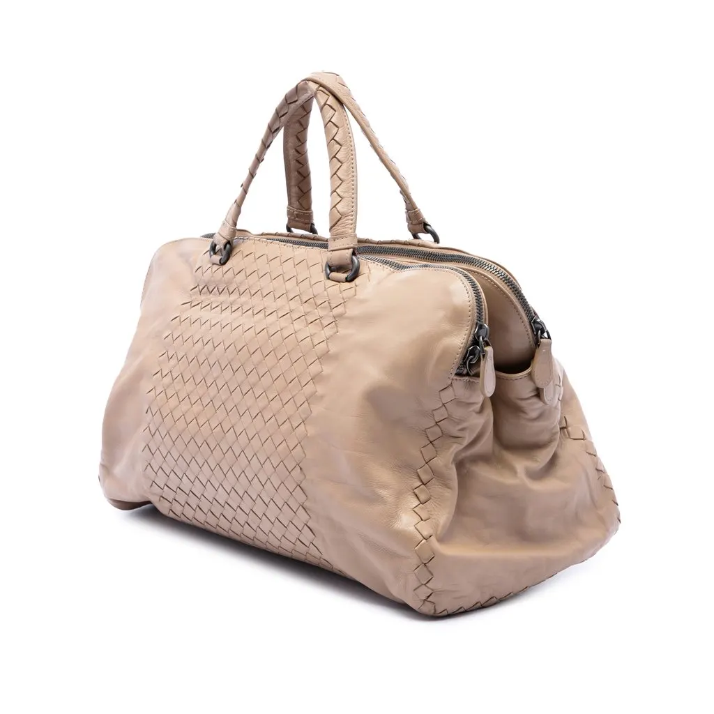 Bottega Veneta Large Nappa Intrecciato Leggero Satchel Beige Leather Very good - Back View