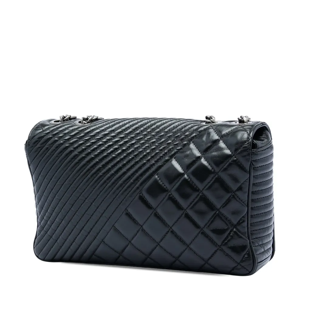 Chanel Medium Quilted Aged Calfskin Coco Boy Flap Black Leather Very good - Back View