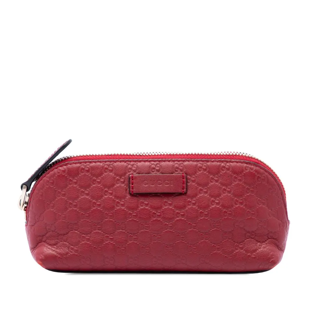 Gucci Microguccissima Cosmetic Pouch Red Leather Very good - Front View