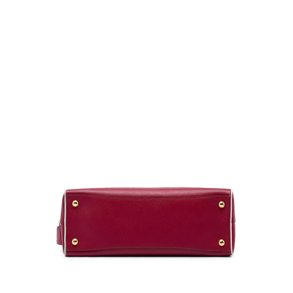 Prada Saffiano Lux Bowling Handbag Red Leather Good - Inside View