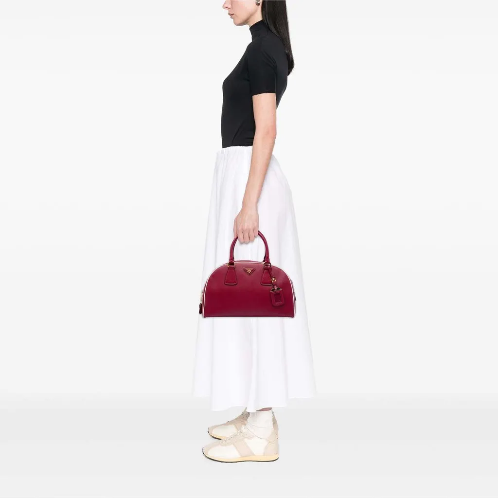 Prada Saffiano Lux Bowling Handbag Red Leather Good - Box View