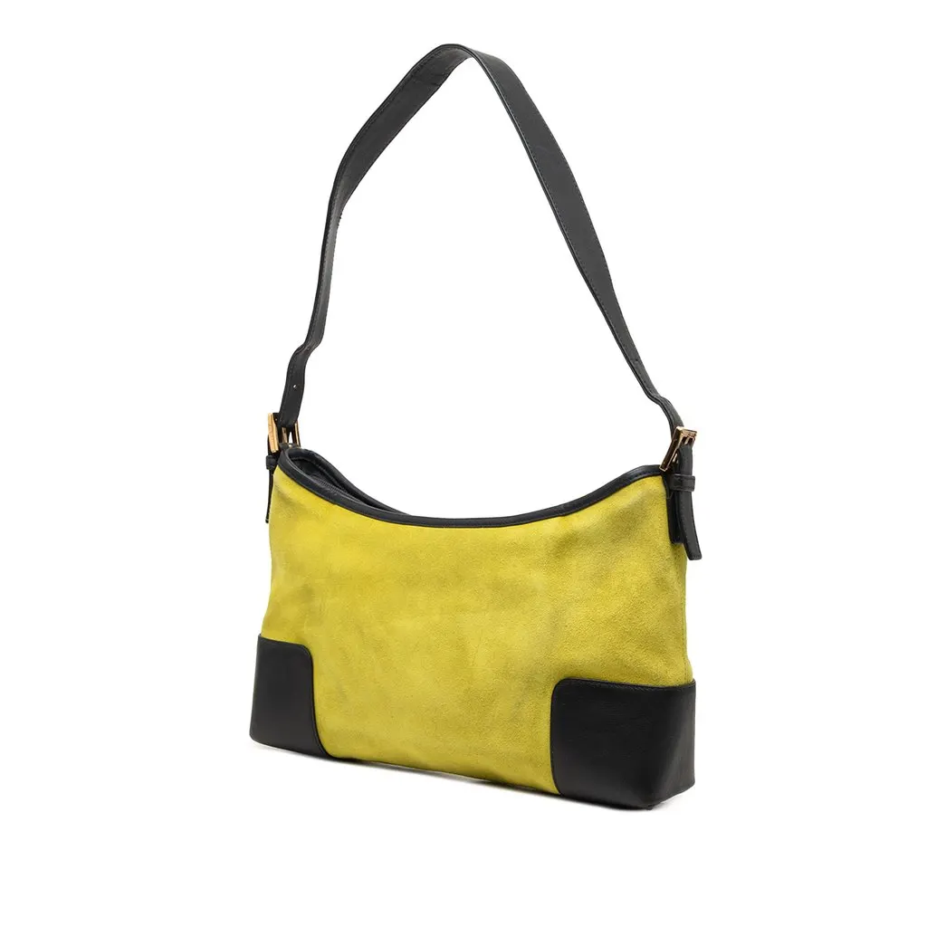 LOEWE Suede Anagram Shoulder Bag Yellow Leather Very good - Back View