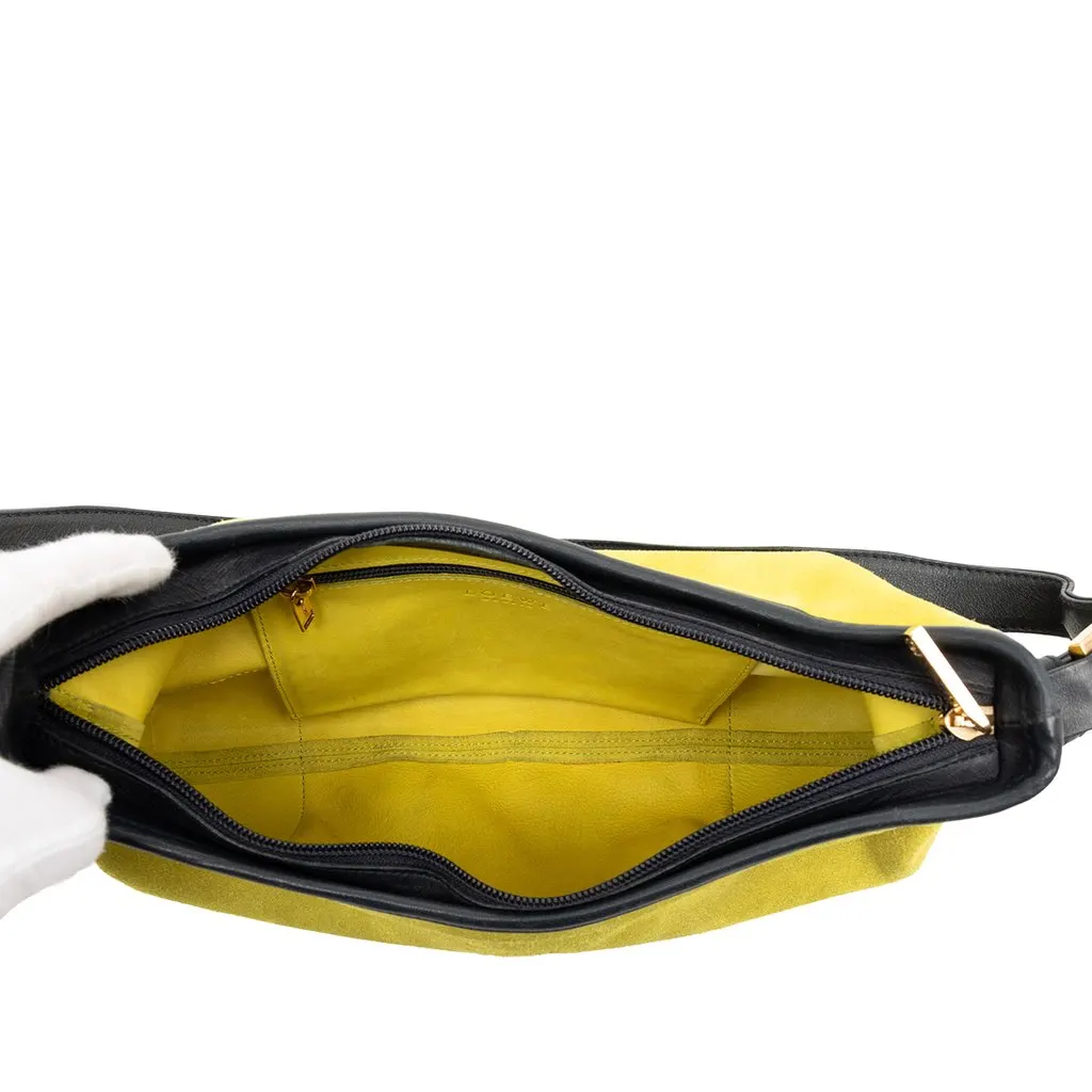 LOEWE Suede Anagram Shoulder Bag Yellow Leather Very good - Model View