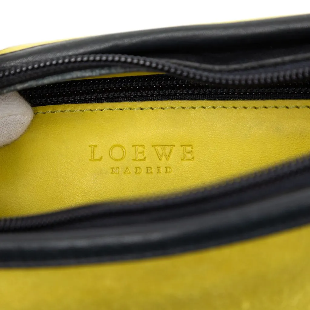 LOEWE Suede Anagram Shoulder Bag Yellow Leather Very good - Box View