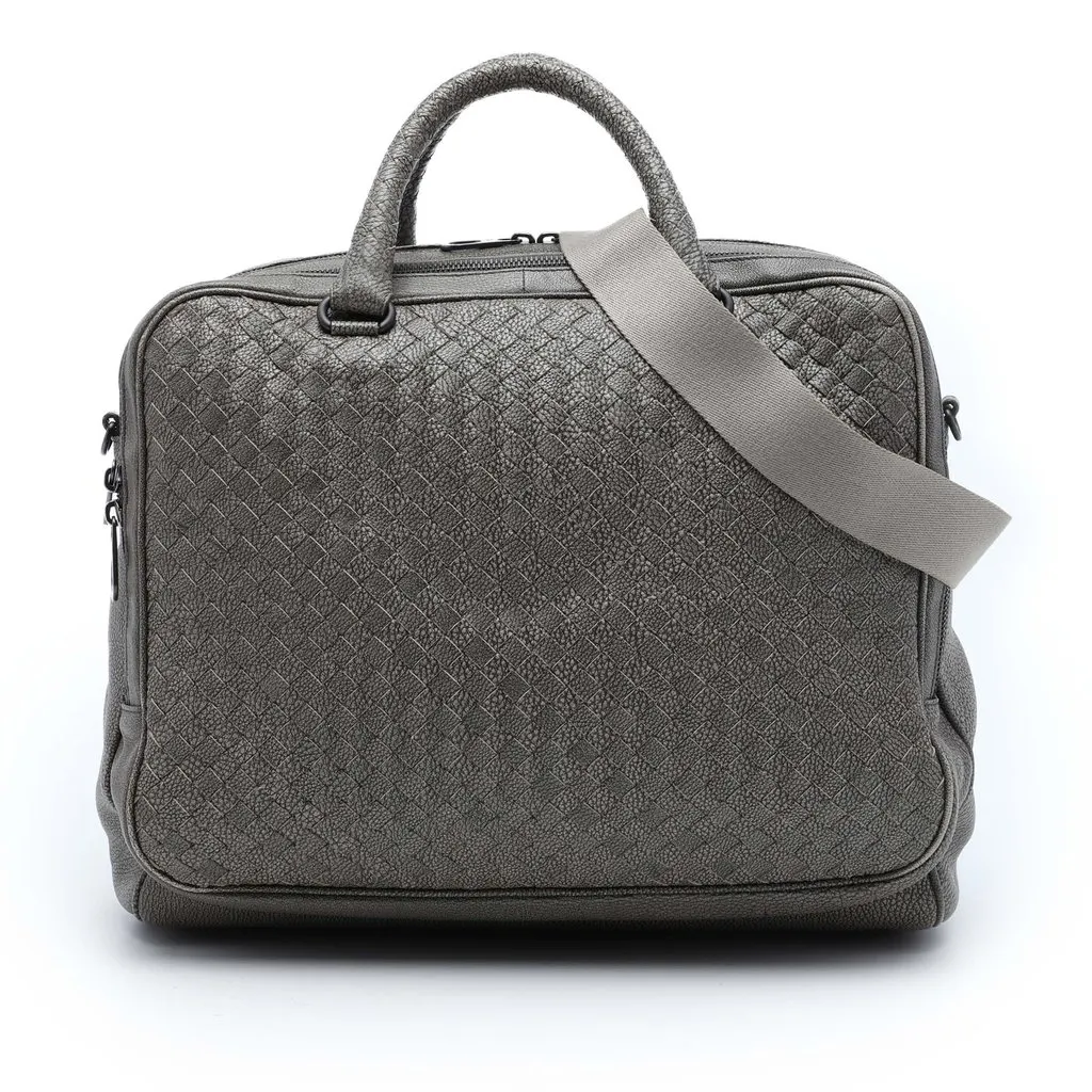 Bottega Veneta Grained Calfskin Intrecciato Business Bag MultiColor Leather Very good - Front View