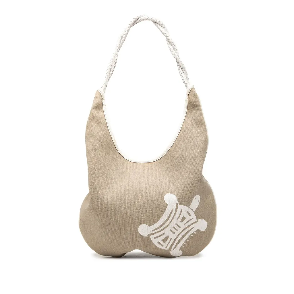 Celine Canvas Turtle Hobo Beige Very good - Front View
