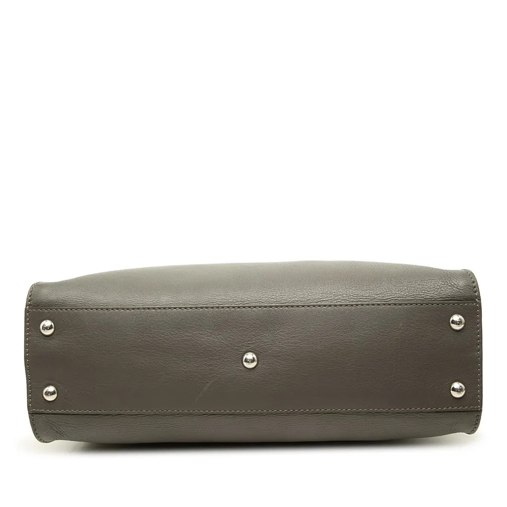 Fendi Medium Leather Peekaboo Iconic Satchel Grey Leather Good - Inside View