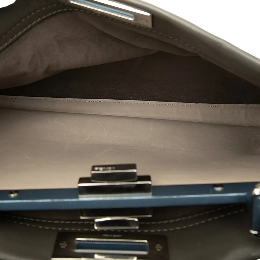 Fendi Medium Leather Peekaboo Iconic Satchel Grey Leather Good - Model View
