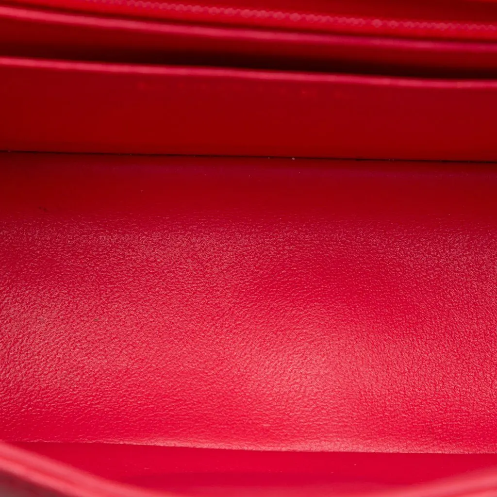 Chanel Mini Square Classic Lambskin Single Flap Red Leather Very good - Model View