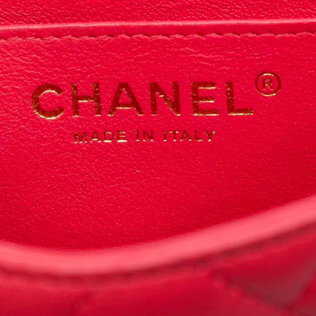 Chanel Mini Square Classic Lambskin Single Flap Red Leather Very good - Box View