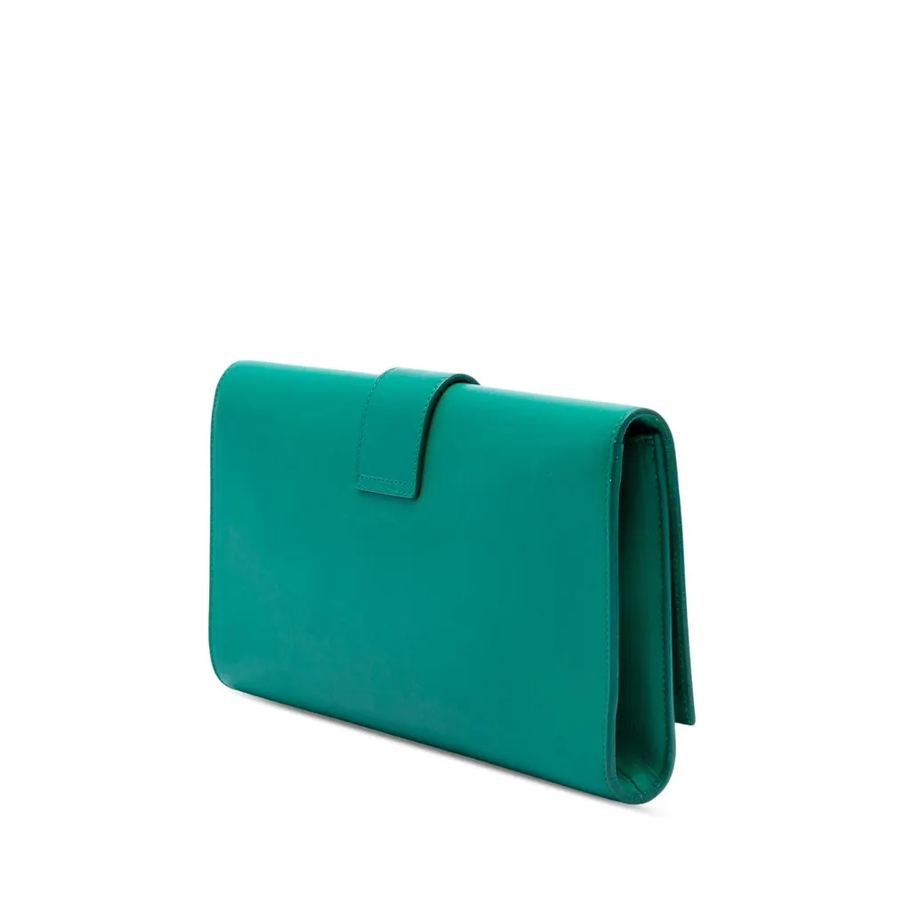 Saint Laurent Leather Chyc Ligne Clutch Green Leather Very good - Back View