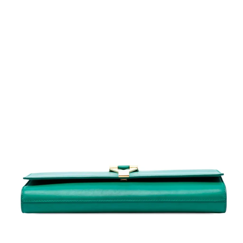 Saint Laurent Leather Chyc Ligne Clutch Green Leather Very good - Inside View