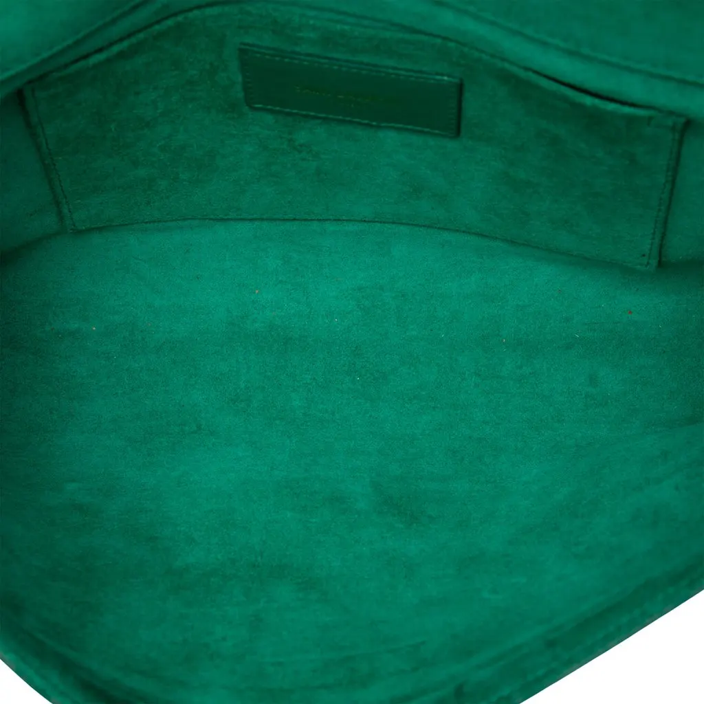 Saint Laurent Leather Chyc Ligne Clutch Green Leather Very good - Model View