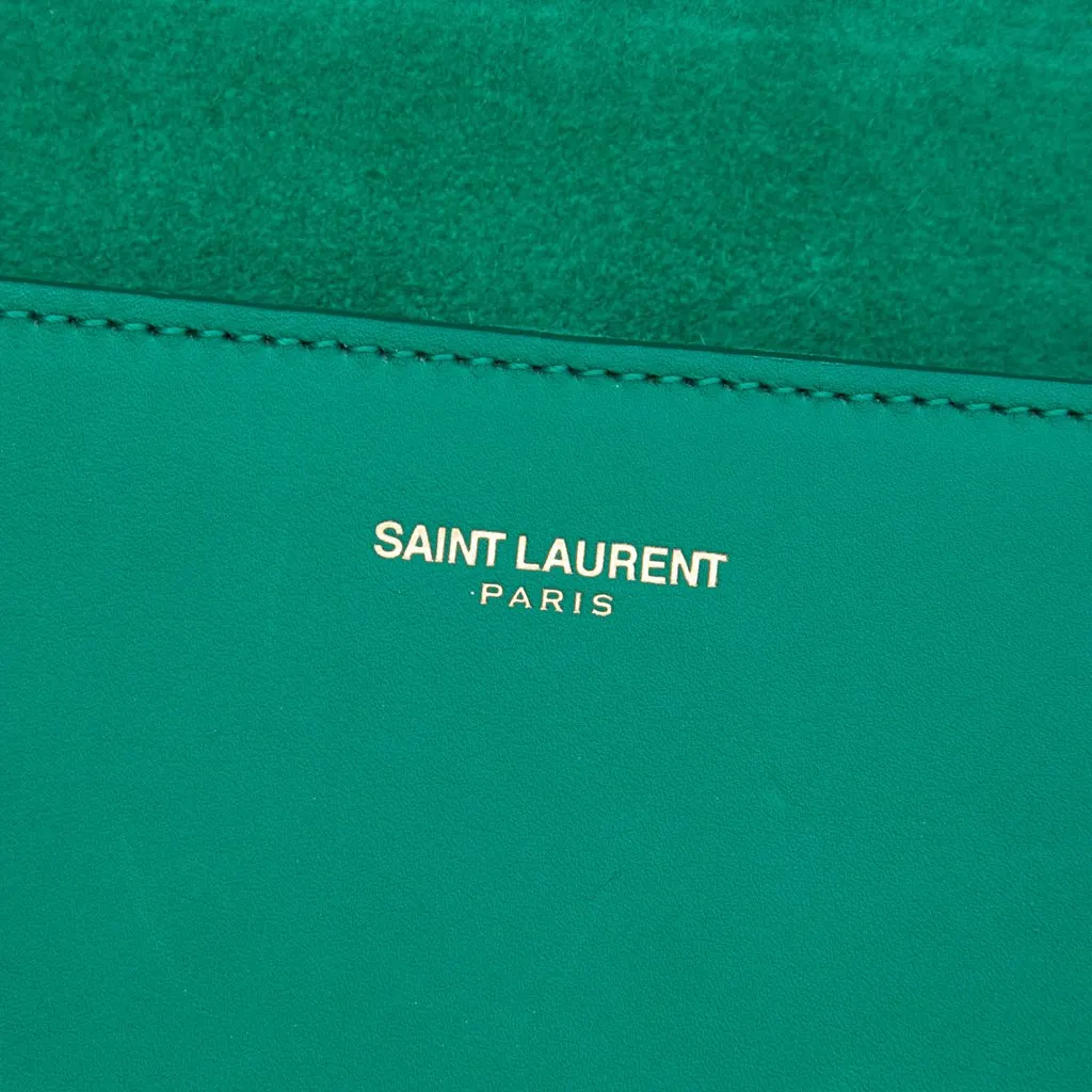 Saint Laurent Leather Chyc Ligne Clutch Green Leather Very good - Box View