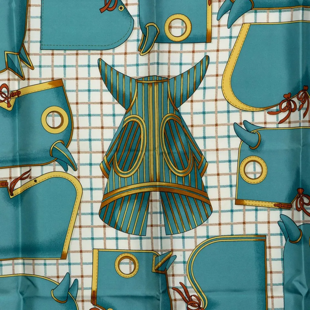 Hermès Camails Silk Scarf 90 Blue Very good - Back View