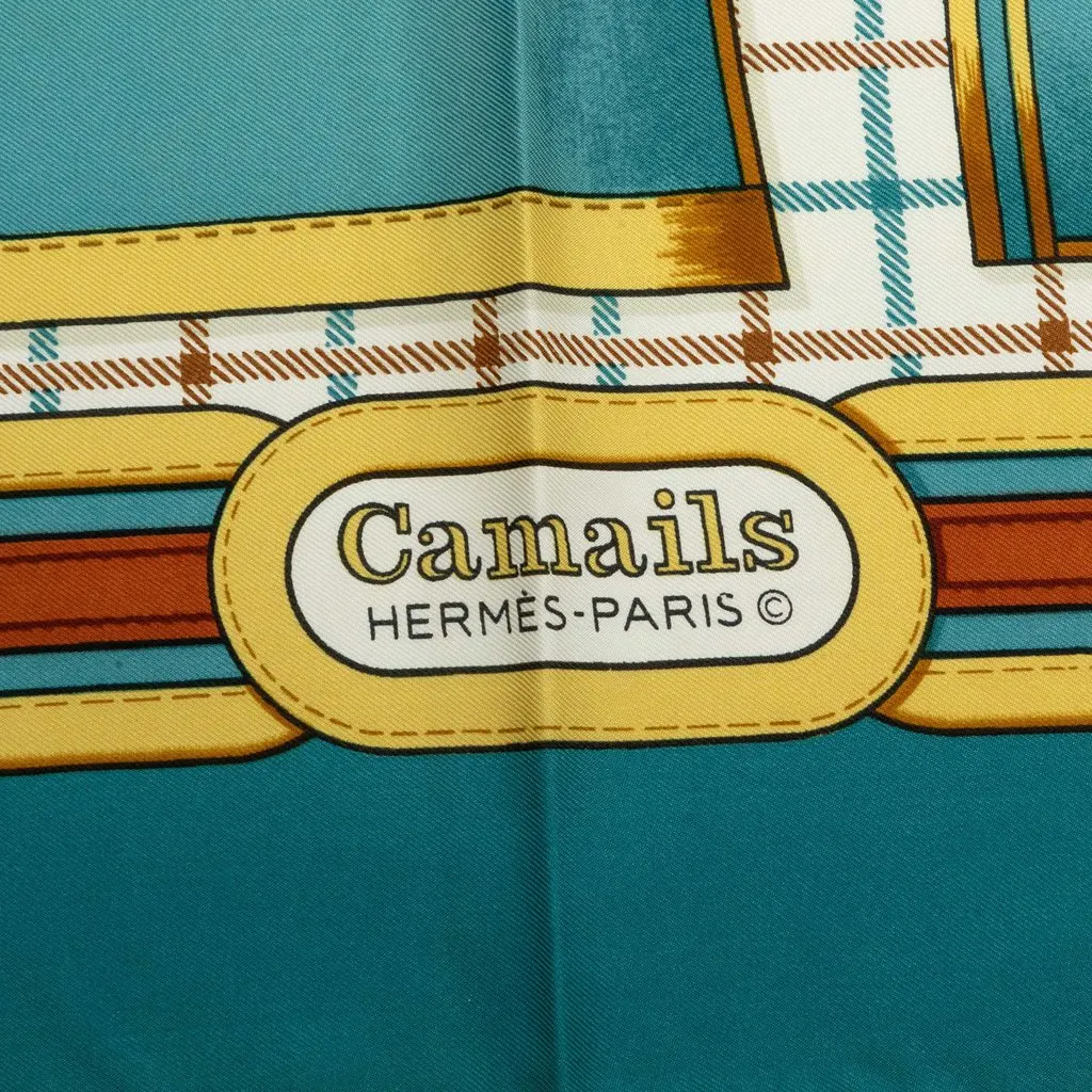 Hermès Camails Silk Scarf 90 Blue Very good - Inside View