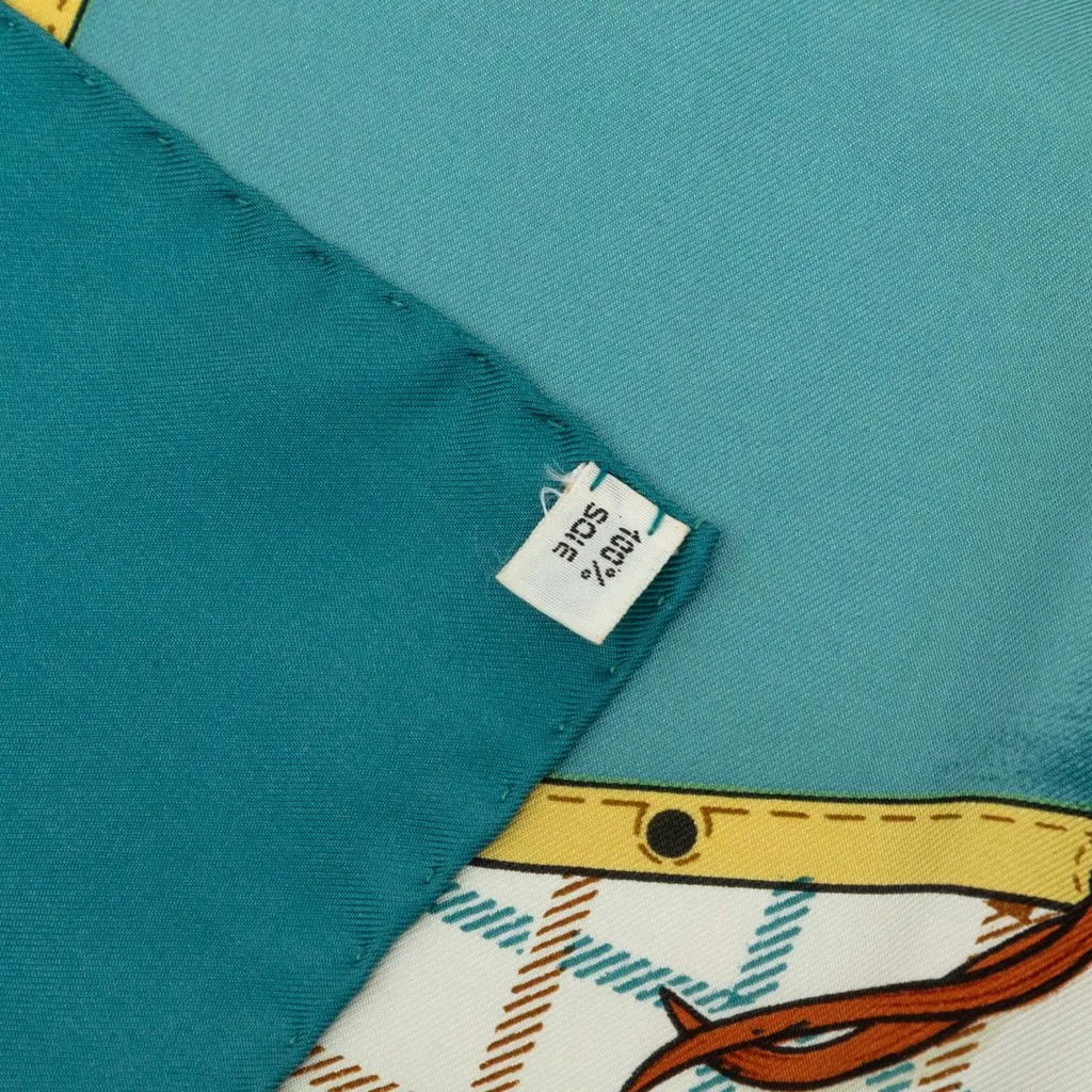 Hermès Camails Silk Scarf 90 Blue Very good - Model View