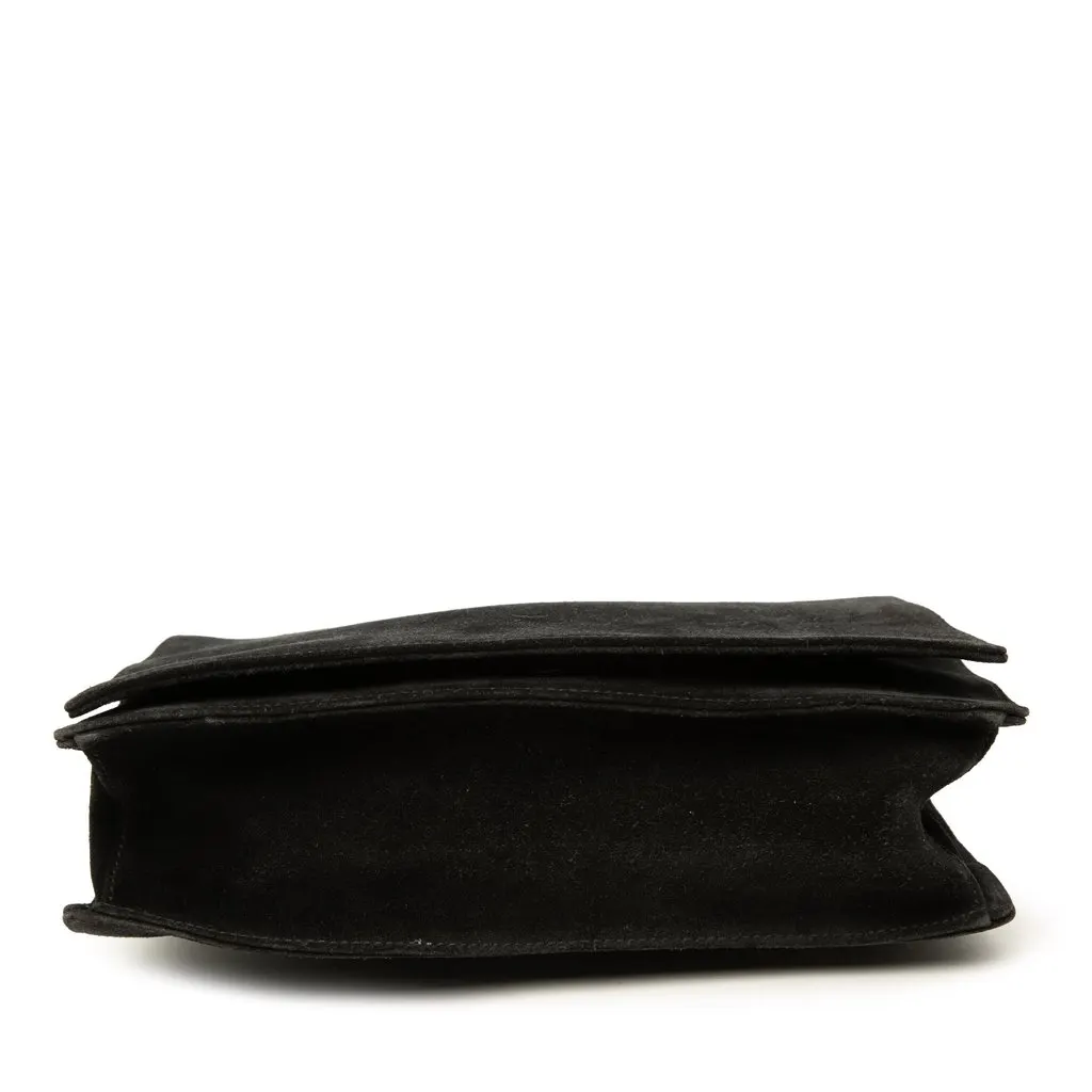 Gucci Suede Bamboo Handbag Black Leather Very good - Inside View