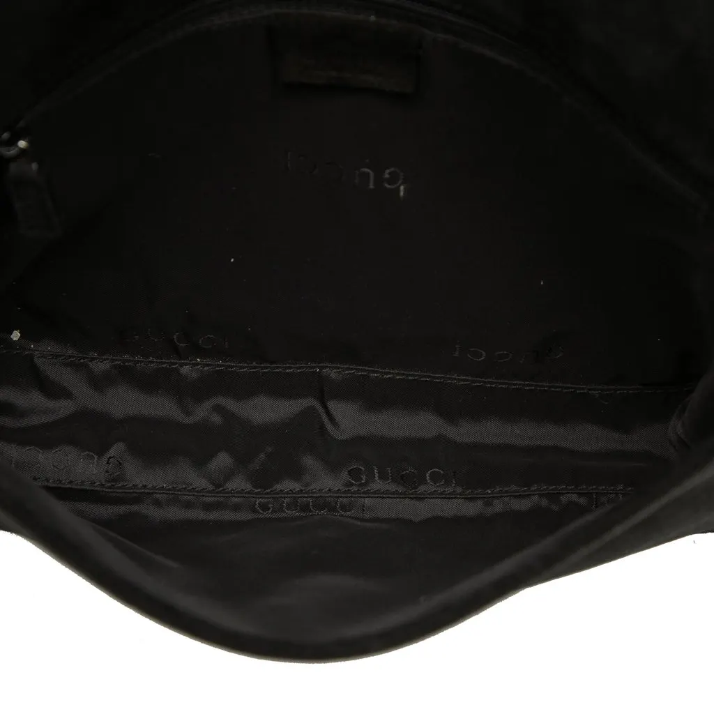 Gucci Suede Bamboo Handbag Black Leather Very good - Model View