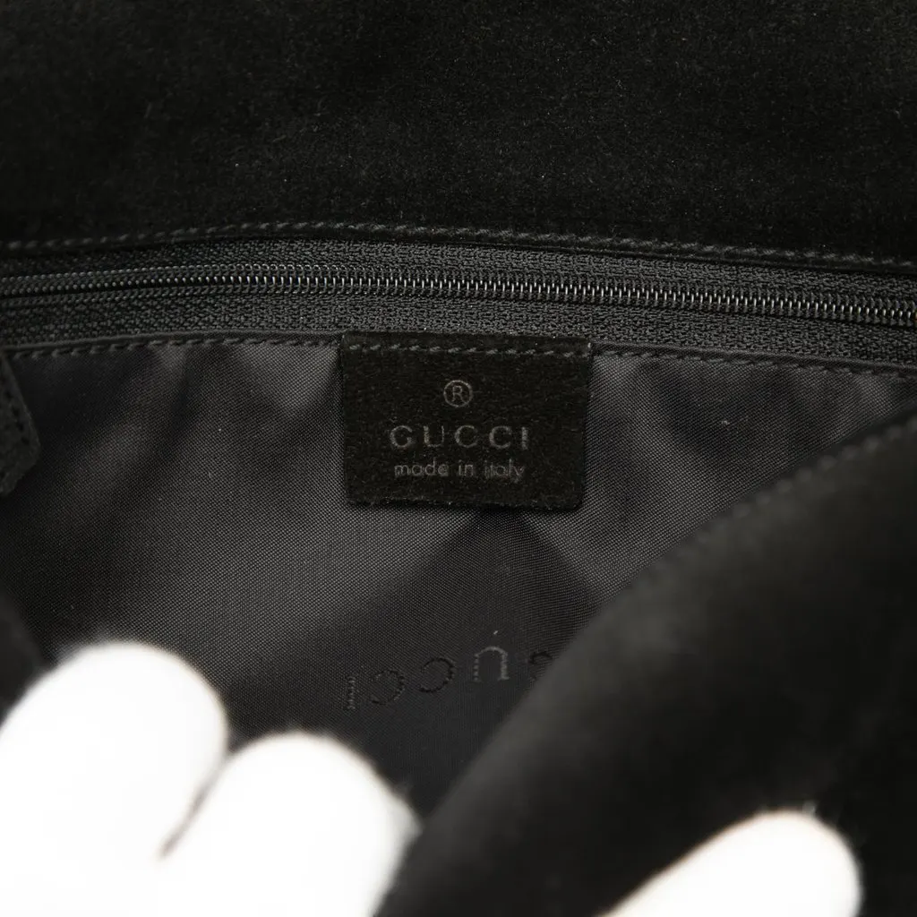 Gucci Suede Bamboo Handbag Black Leather Very good - Box View