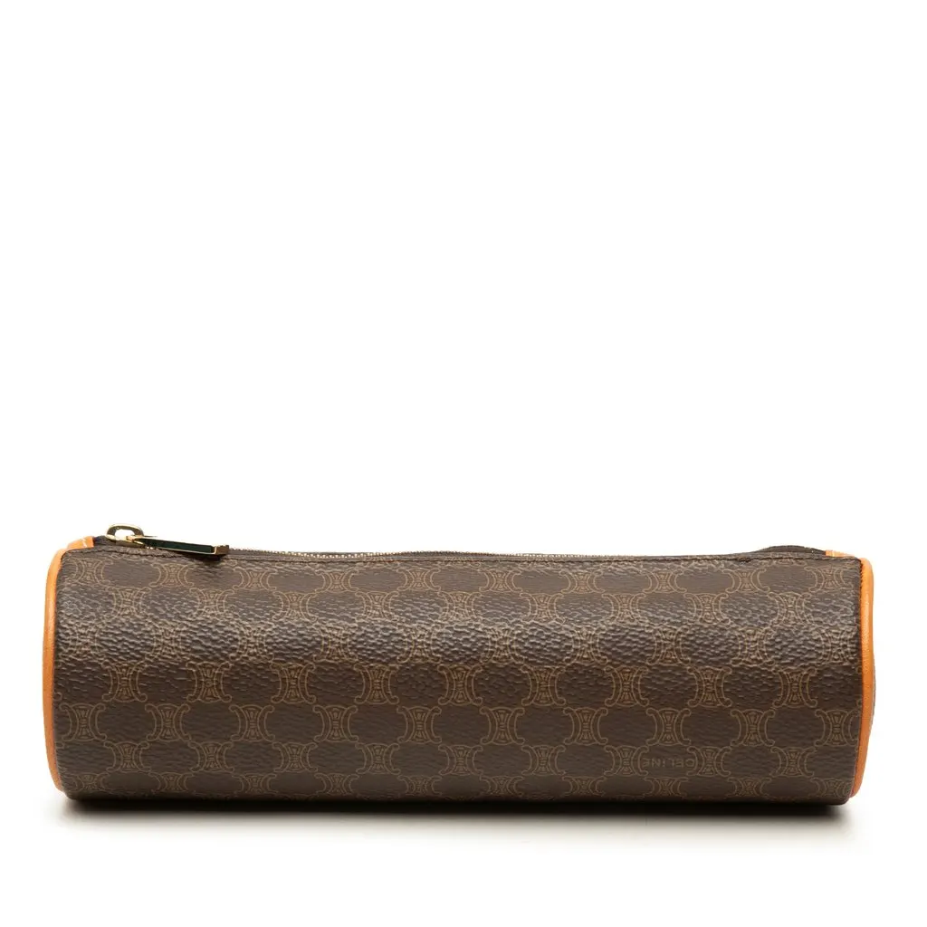 Celine Macadam Coated Canvas Pencil Case Brown Canvas Good - Front View
