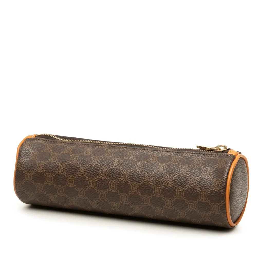 Celine Macadam Coated Canvas Pencil Case Brown Canvas Good - Back View