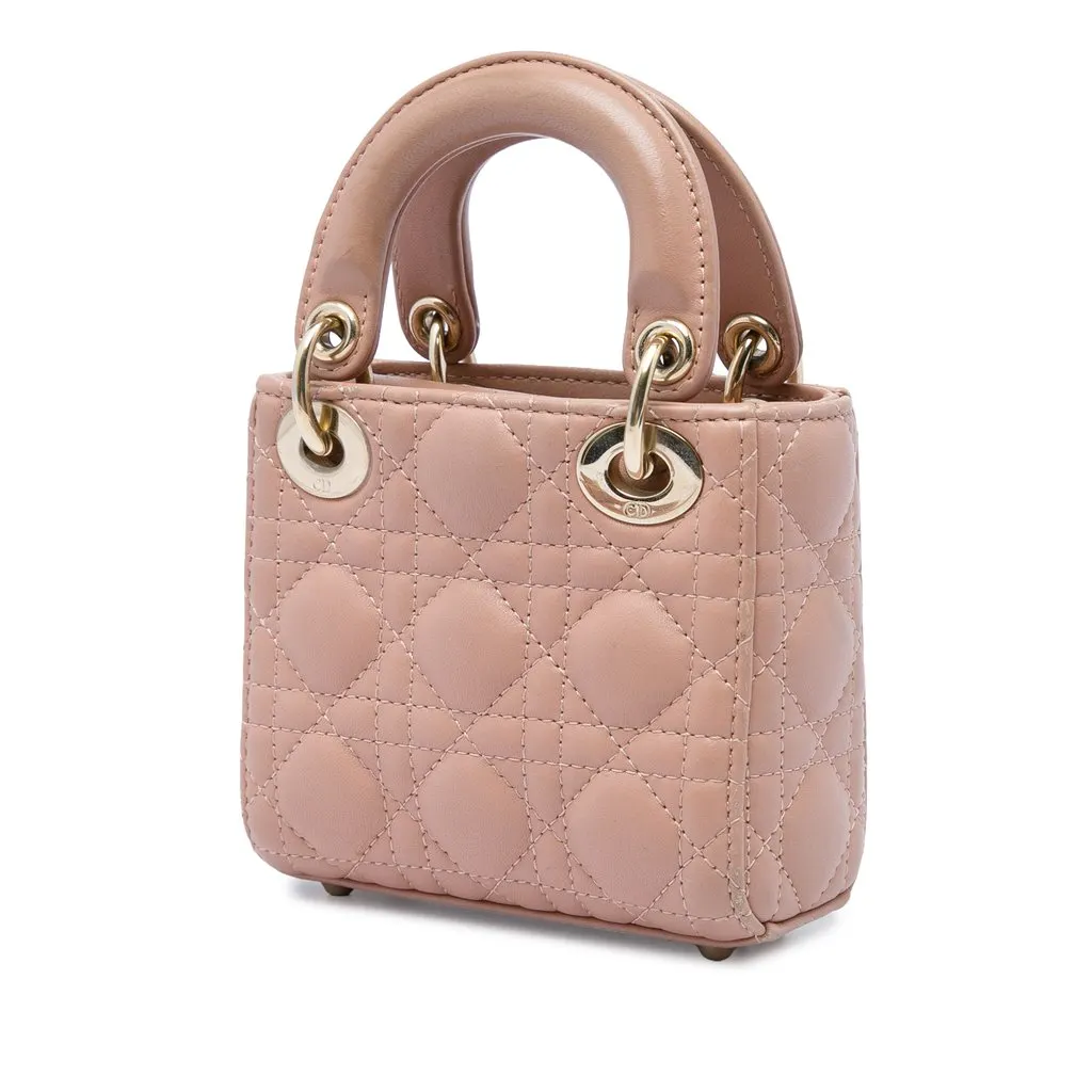 Dior Micro Lambskin Cannage Lady Dior Brown Leather Very good - Back View